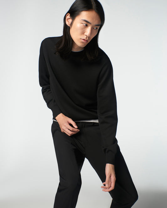 Super-Cashmere Crew Neck Black Manrico Cashmere