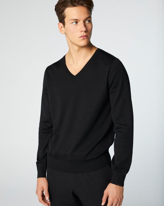 Super-Cashmere V-Neck Black Manrico Cashmere