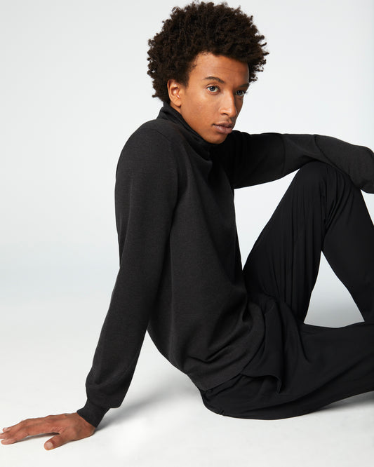 Super-Cashmere Turtleneck Heather Charcoal Manrico Cashmere