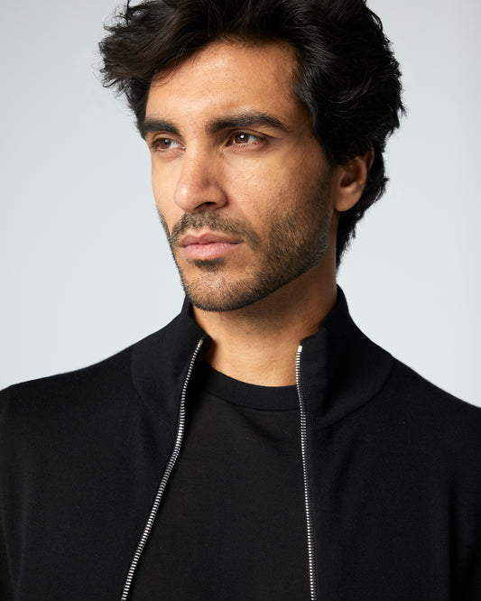 Super-Cashmere Zip Cardigan Black Manrico Cashmere