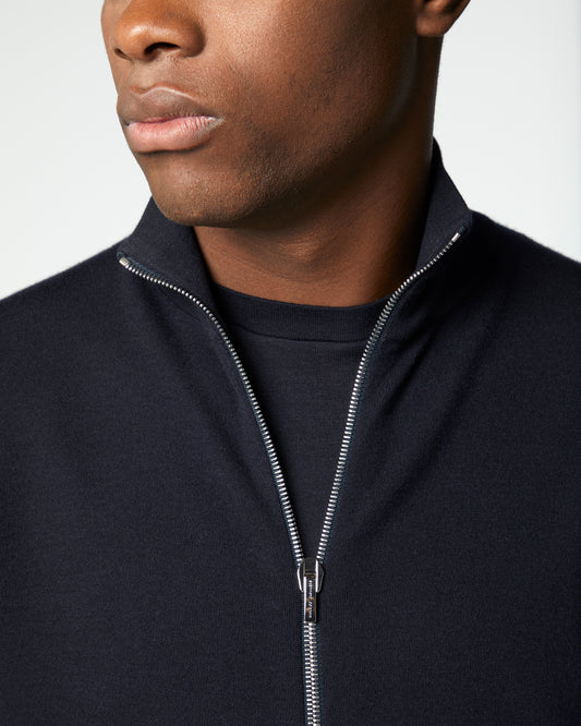 Super-Cashmere Zip Cardigan Dark Navy Manrico Cashmere