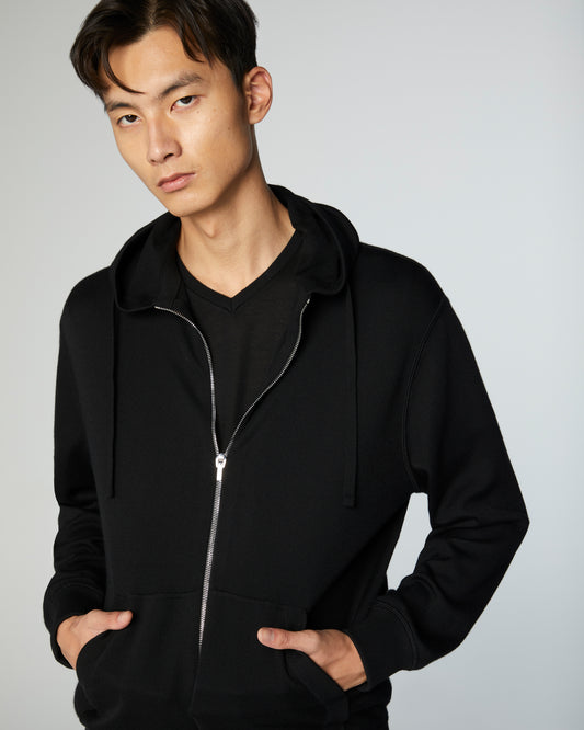 Super-Cashmere Zip Hoodie Black Manrico Cashmere