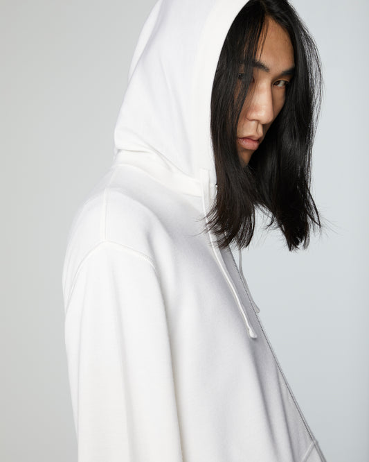 Super-Cashmere Zip Hoodie White Manrico Cashmere
