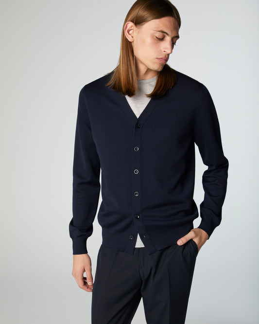 Super-Cashmere Cardigan Dress Blue Manrico Cashmere