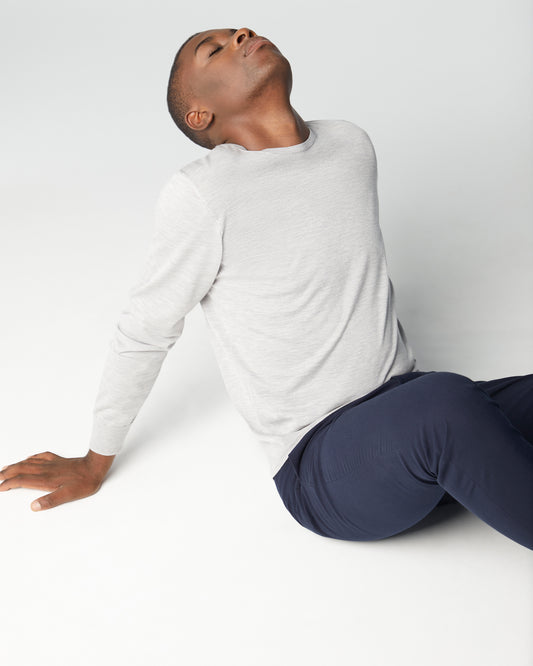 Super-Cashmere Ultralight Crew Neck Heather Silver Manrico Cashmere