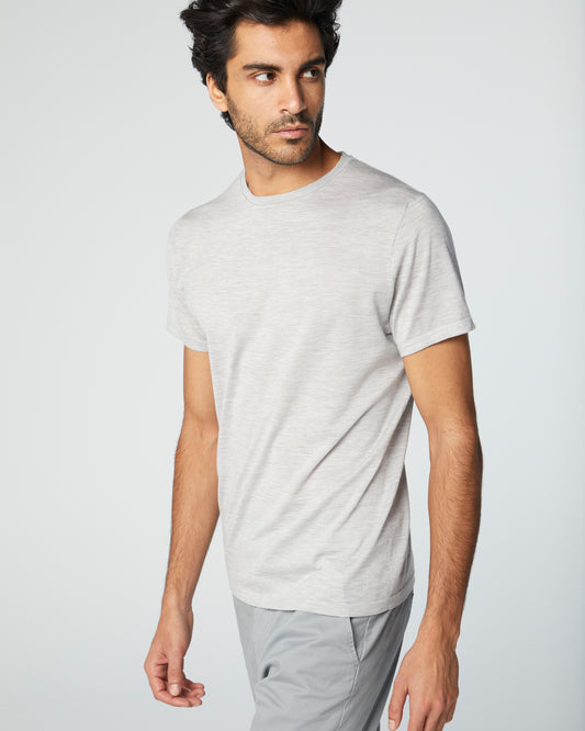 Super-Cashmere Ultralight T-Shirt Heather Silver Manrico Cashmere