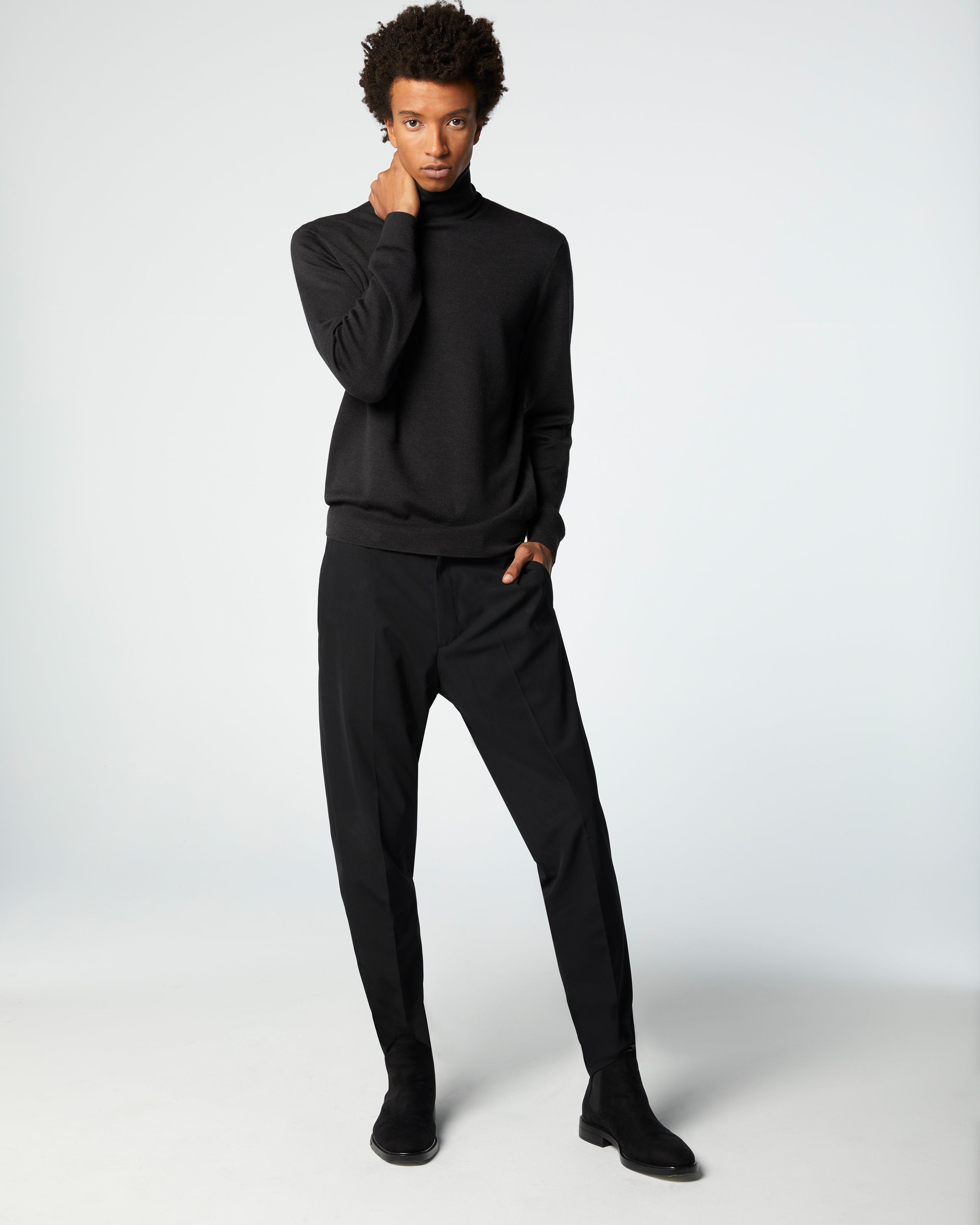 MANRICO CASHMERE 黒 ドライバーズニット Turtleneck – Manrico Cashmere